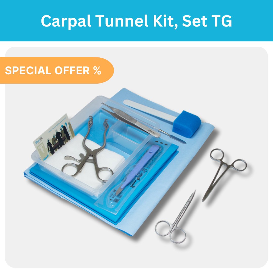BluekitMedical's tweet photo. Presenting BlueKit Medical's Handy Carpal Tunnel Kit, Set TG 😉🖐️

Includes:
1 x Dissector, MacDonald, Double-Ended
1 x Needle Holder, Webster, Straight, Smooth
1 x Retractor, SR, Weitlaner
and so much more!!

#medicalinstruments #surgery #bluekitmedical #surgicalprecision https://t.co/cVbHjdjZtk