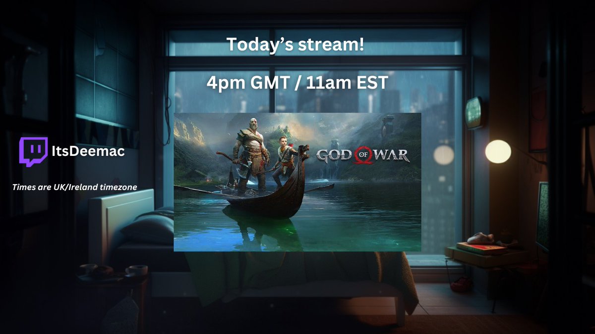 Gooooood day twitter fam! We will be continuing God Of War later today! 4pm /11am EST / less than 3 hours from now! looking forward to having you all there! ♥️