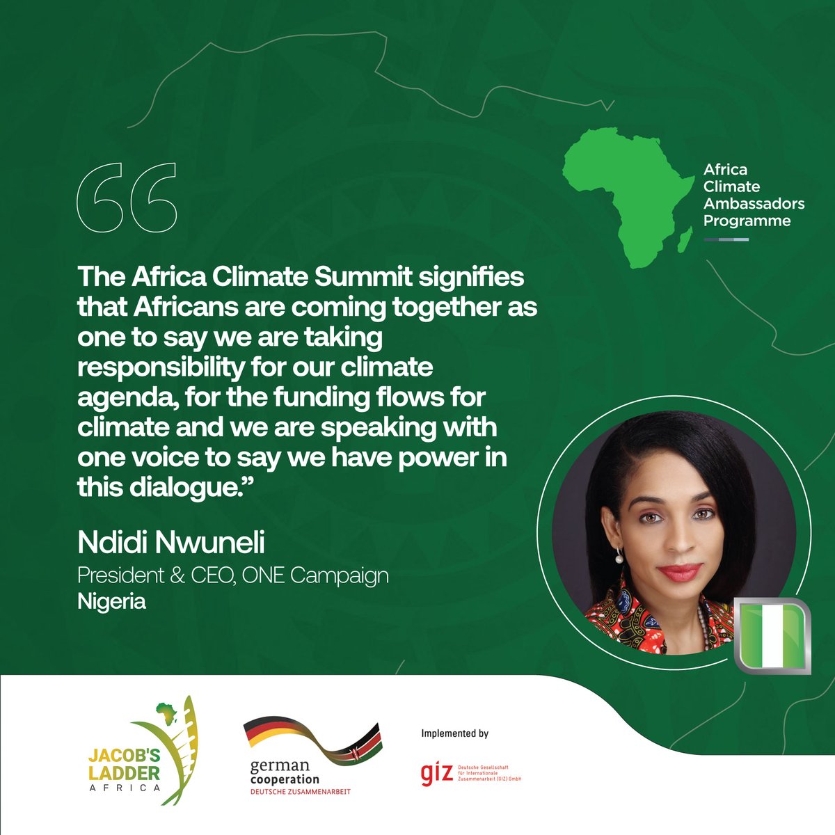🌍 The Africa Climate Summit: Africans united, taking responsibility for our climate agenda. 
#ACAP2024 #AfricaClimateAmbassadors #ACS23 #ClimateAction #ACAP #GIZ #AfricaClimateSummit #COP28 

<a href="/JacobsLadder_A/">Jacob's Ladder Africa</a> <a href="/TheAfricaCenter/">TheAfricaCenter</a> <a href="/TutuFellows/">TutuFellows</a> <a href="/ClimateActAfric/">Climate Action Platform for Africa (CAP-A)</a> <a href="/giz_gmbh/">GIZ</a> <a href="/ACAProgramme/">Africa Climate Ambassadors Programme</a>