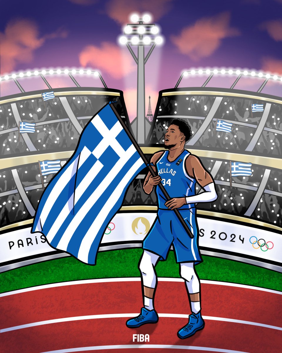 FIBA's tweet photo. Giannis Antetokounmpo will be 🇬🇷 Greece’s flag bearer at #Paris2024! https://t.co/bRJ7GOx4CU