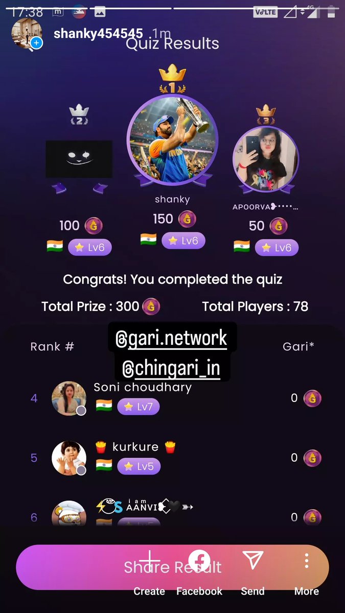 Master15555's tweet photo. Winning @Chingari_IN quiz is a very special moments. Sharing one with everyone.
$GARI
#Gari https://t.co/lxl8jx1Cna