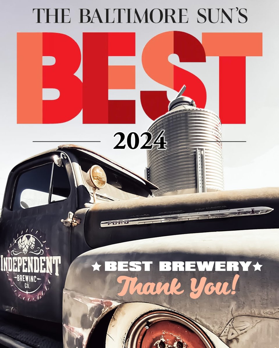 🔥BIG NEWS!
Independent Brewing Company has been honored with BEST BREWERY in the region by the readers of <a href="/baltimoresun/">The Baltimore Sun</a> for the✌️SECOND year in a row!
🍺 A big, BIG CHEERS and love to all who voted and continue to support us. Let's celebrate!!