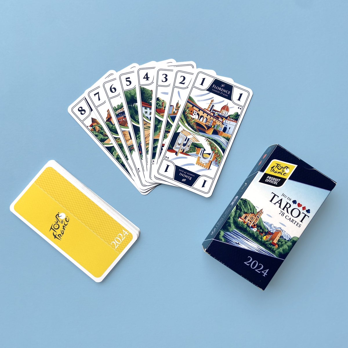 New project for #tourdefrance2024 . I illustrated every single stage of the competition for their official limited edition Tarot Game, from Italy to Nice! <a href="/LeTour/">Tour de France™</a> ✨💚✨ #tarotgame