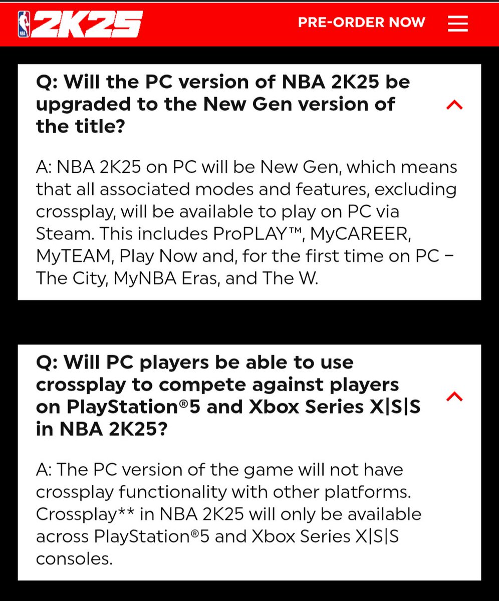2kmoddingcmty's tweet photo. @MillsTwitch NBA 2K25 Next-Generation for PC CONFIRMED!
The PC version of NBA 2K25 will be New Gen, will NOT have cross play with console. https://t.co/LDehBQRqa4