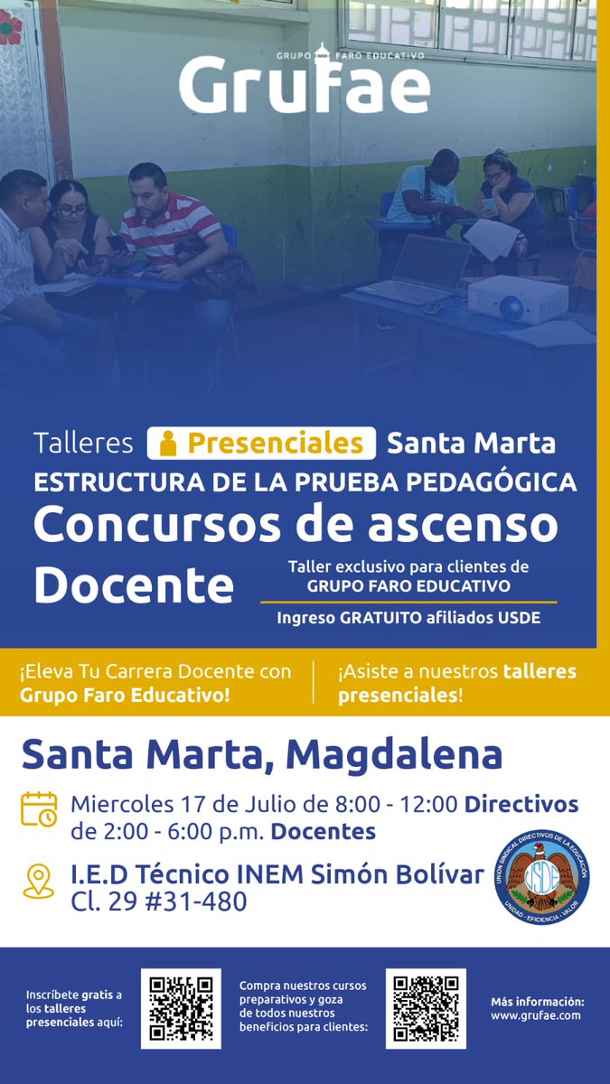 UsdeMAG_Informa's tweet photo. #UsdeInvita☝️
🔵Nuestros afiliados irán mejor preparados al #ConcursoDeAscenso

🔴Ya pueden inscribirse y participar de este taller gratuito que gestionamos con el Grupo Faro Educativo - Grufae

Para Inscribirse, ingrese al link
👇👇 https://t.co/PCAhko00WZ https://t.co/KJQ48zJ9A9