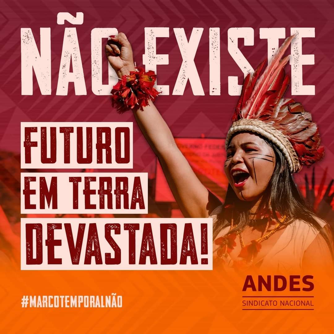 Adufs's tweet photo. A Comissão de Constituição, Justiça e Cidadania do Senado (CCJ) pode votar nesta quarta-feira (10) a PEC 48/23, que tenta inserir o Marco Temporal na Constituição Federal, alterando o parágrafo 1º do artigo 231.

@andessindicato

#MarcoTemporalNÃO #ANDESSN https://t.co/WpIUplyXTe