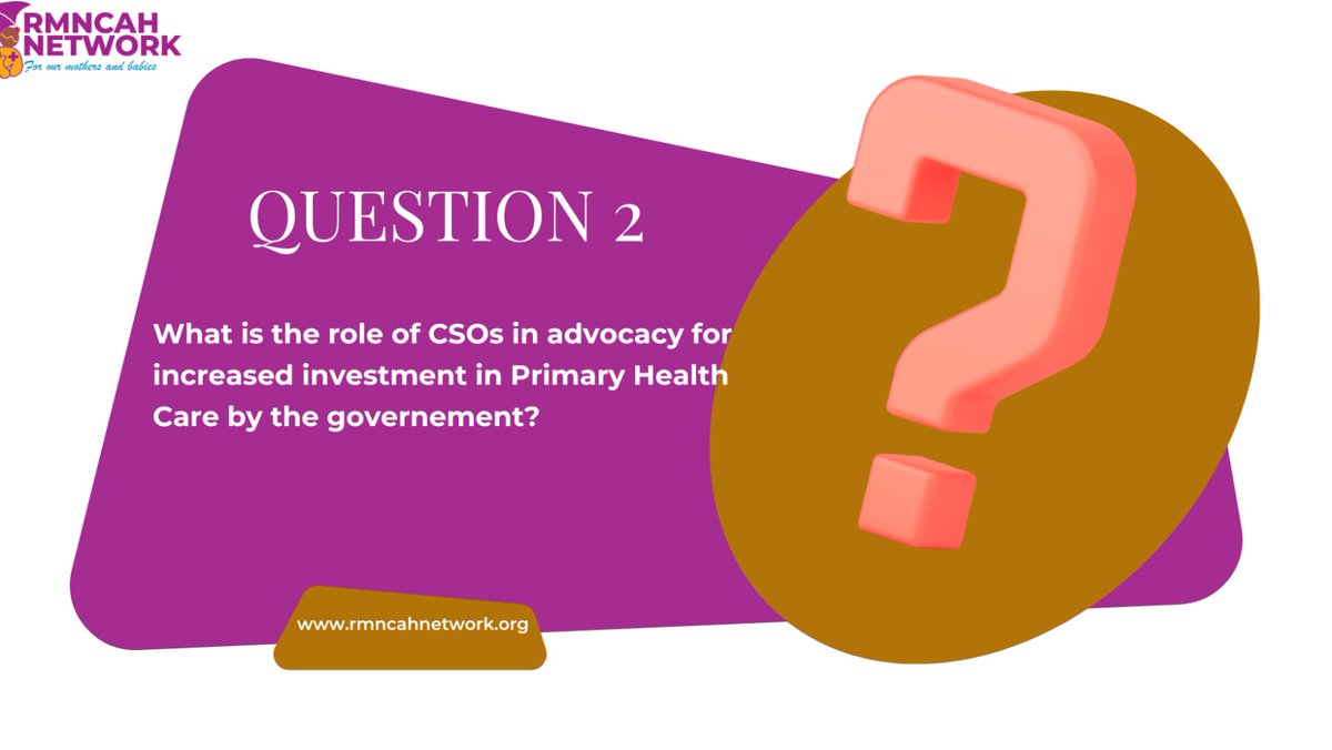 BungomaRmncah's tweet photo. What is the role of CSOs in advocacy for increased investment in Primary Healthcare by the government?
#InvestInPHC
#VSP4PHC 
#HealthForAll https://t.co/gaVNKTW4XY
