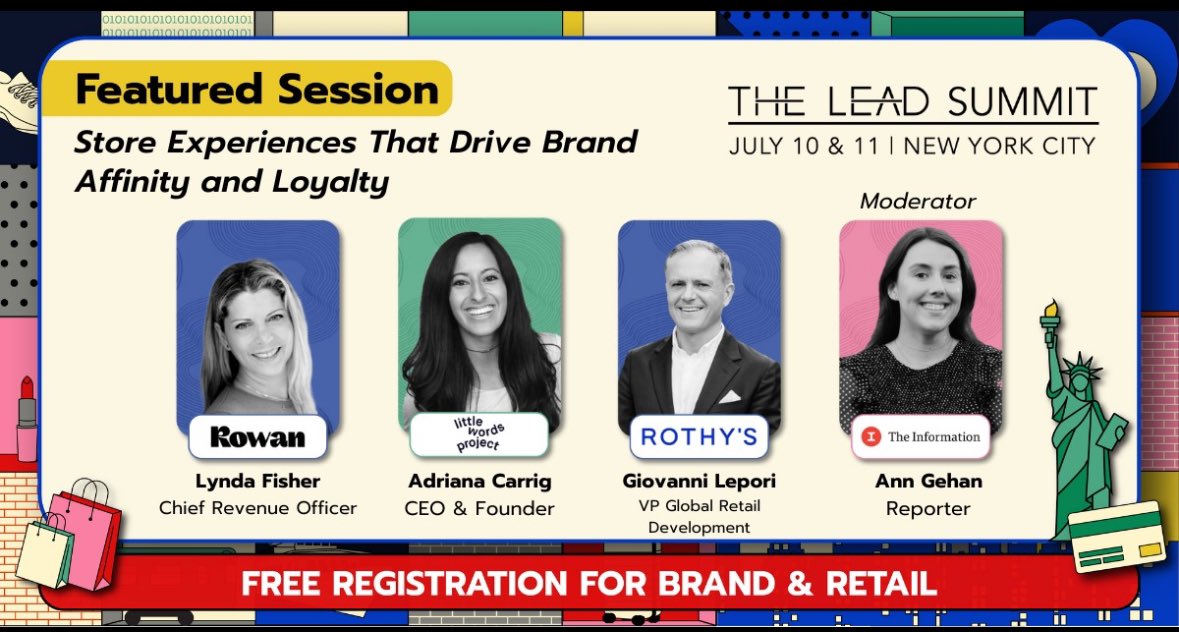 Attending The Lead today? Come see Adriana Carrig speak on <a href="/littlewordsproj/">Little Words Project</a> Store experiences along with our friends Rowan and Rothy's at 10am on Stage 2! ✨🎤