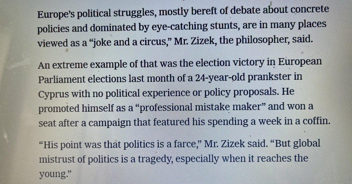 AnnaKoukkides's tweet photo. #cyprus #euroelections make it on @nytimes, keywords included: joke, circus, tragedy, farce #politics #feidias https://t.co/9hyg0MMdq8