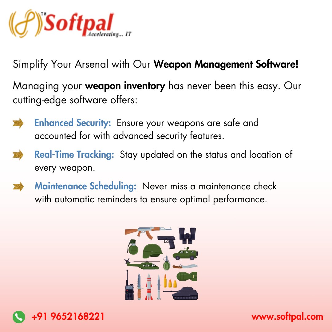 softpaltech's tweet photo. Streamline your weapon management with cutting-edge software! Efficient, secure, and user-friendly solutions for all your needs.
click here: https://t.co/sfjtVfYPZD
#SecuritySolutions #WeaponManagement #softpaltech #softpaltechnoligies https://t.co/202jQsD3Zh