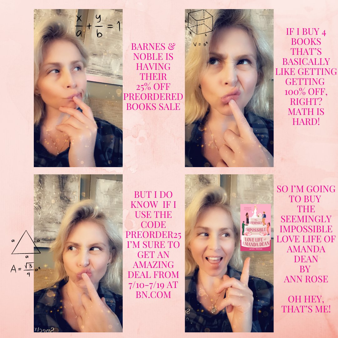 annmrose's tweet photo. It's that time! I'm sure you're better at math that I am, 😂 but regardless this is a great deal! ❤️
https://t.co/KzXEFiNdUx
#BarnesAndNoble #saleforthepages #romancenovels #preorder25 https://t.co/bHkWLPvMnL
