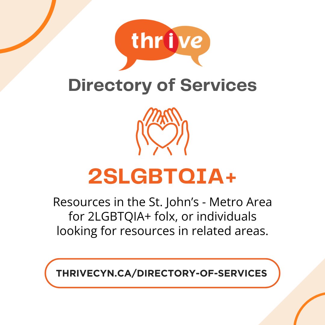 Check out our Directory of Services and get connected with resources that meet your needs! If you're looking for resources in the St. John's - Metro Area for 2LGBTQIA+ folx, we've got you covered!

👉 thrivecyn.ca/directory-of-s…

📍 807 Water Street, St. John's, NL