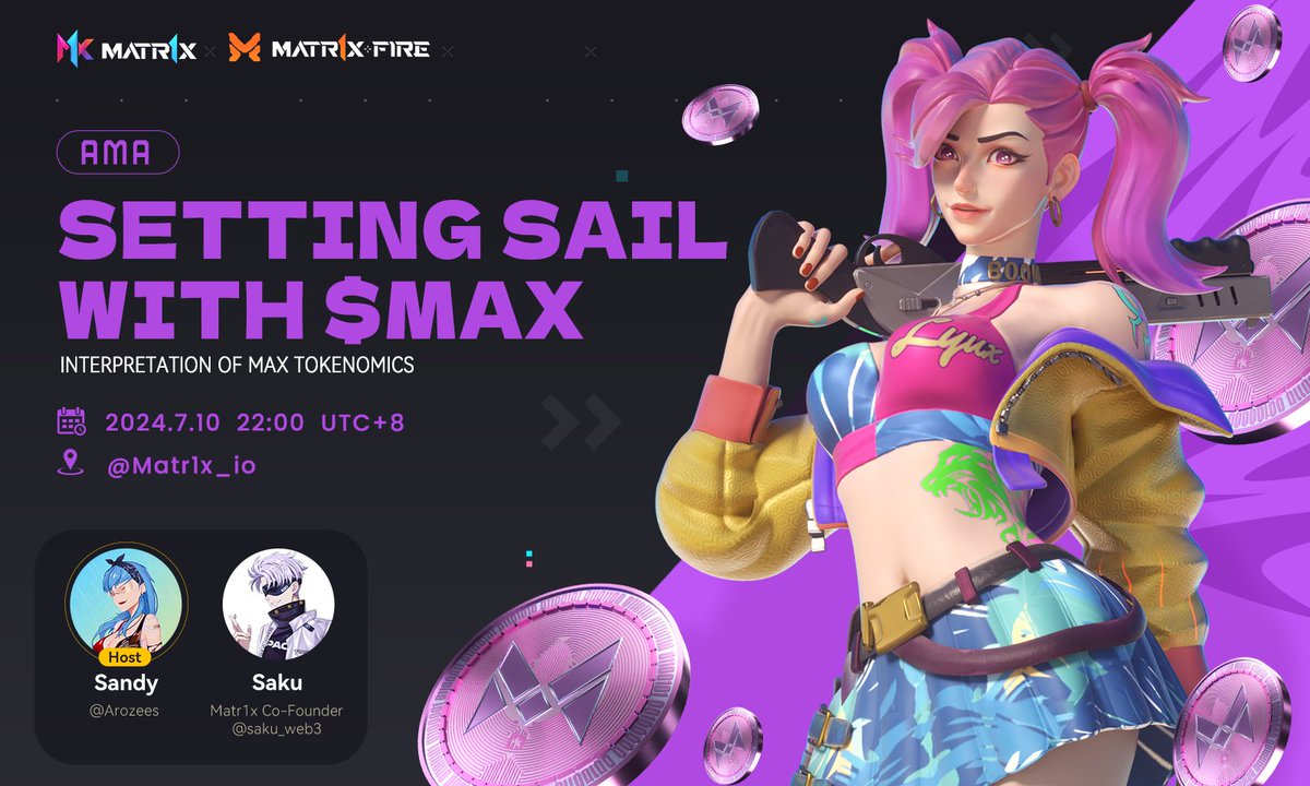 Matr1x_io's tweet photo. AMA: Setting Sail with $MAX -- Interpretation of $MAX Tokenomics

📅 July 10 22:00 UTC+8
📍https://t.co/DgItW488qo
👅 CN

🎙️ @Arozees 
 Speaker @saku_web3 

⏰ &amp; ask us anything about $MAX https://t.co/4d5UD2ASlt