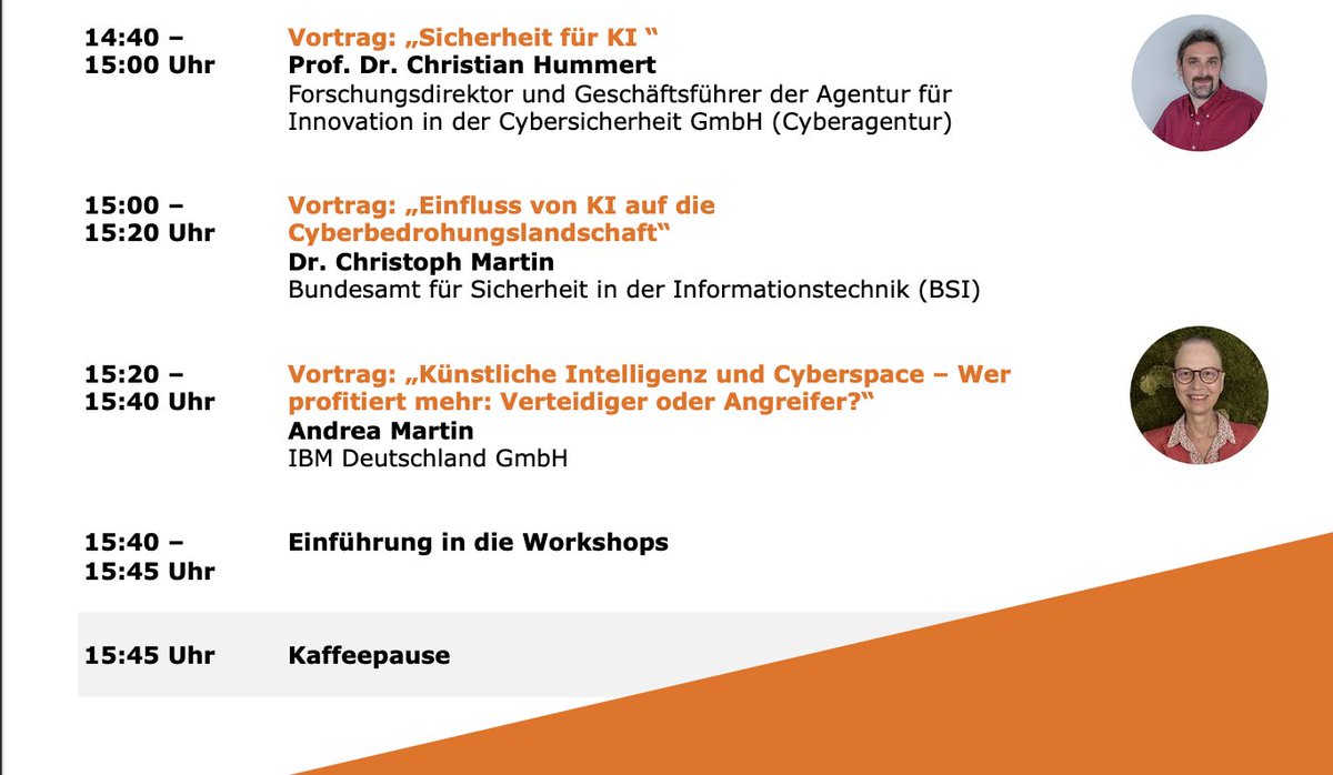FI_CODE's tweet image. Nach einer kurzen #Kaffeepause geht es bei der #code2024 weiter mit drei spannenden Beiträgen von 
🔸Prof. Christian Hummert (@CybAgBund)
🔸Dr. Christoph Martin (@BSI_Bund)
🔸Andrea Martin (@amartin171)(@IBMDACH)

ℹ️Programm: go.unibw.de/code2024