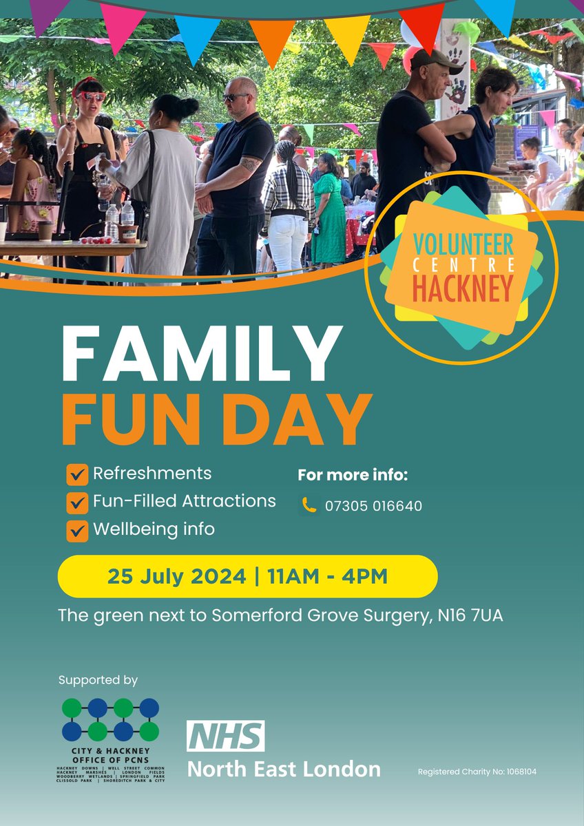 Somerford Grove Practice (@somerfordgp) on Twitter photo 🌞Join us for our free 'Family Fun Day' on Thurs 25th July 11am-4pm! Come meet our wonderful services, have fun, enjoy some refreshments and we even have a bouncy castle and some face painting! 🐯🌻 <a href="/VCHackney/">Volunteer Centre Hackney</a> <a href="/LocomotorHUH/">Locomotor Service</a> <a href="/HWHackney/">HWHackney</a> <a href="/shoreditchtrust/">Shoreditch Trust</a> <a href="/AcuteHomerton/">NHS Homerton Dietitians</a> 🌞Join us for our free 'Family Fun Day' on Thurs 25th July 11am-4pm! Come meet our wonderful services, have fun, enjoy some refreshments and we even have a bouncy castle and some face painting! 🐯🌻 <a href="/VCHackney/">Volunteer Centre Hackney</a> <a href="/LocomotorHUH/">Locomotor Service</a> <a href="/HWHackney/">HWHackney</a> <a href="/shoreditchtrust/">Shoreditch Trust</a> <a href="/AcuteHomerton/">NHS Homerton Dietitians</a>