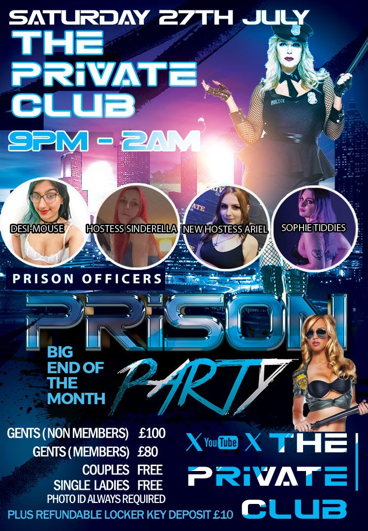 The End Of The Month Party is looking 🔥 🔥🔥 Join <a href="/Desi_Mouse_XXX/">Desi Mouse</a> <a href="/SinderellaTPC/">Sinderella</a> @ArielThePawg and <a href="/sophiestiddies/">Soph</a> for some Prison Officer fun! 

Saturday 27th July 
9pm-2am 
Free entry for couples! 

Call 07849 739 434 or 0121 328 3284 to Join the party!