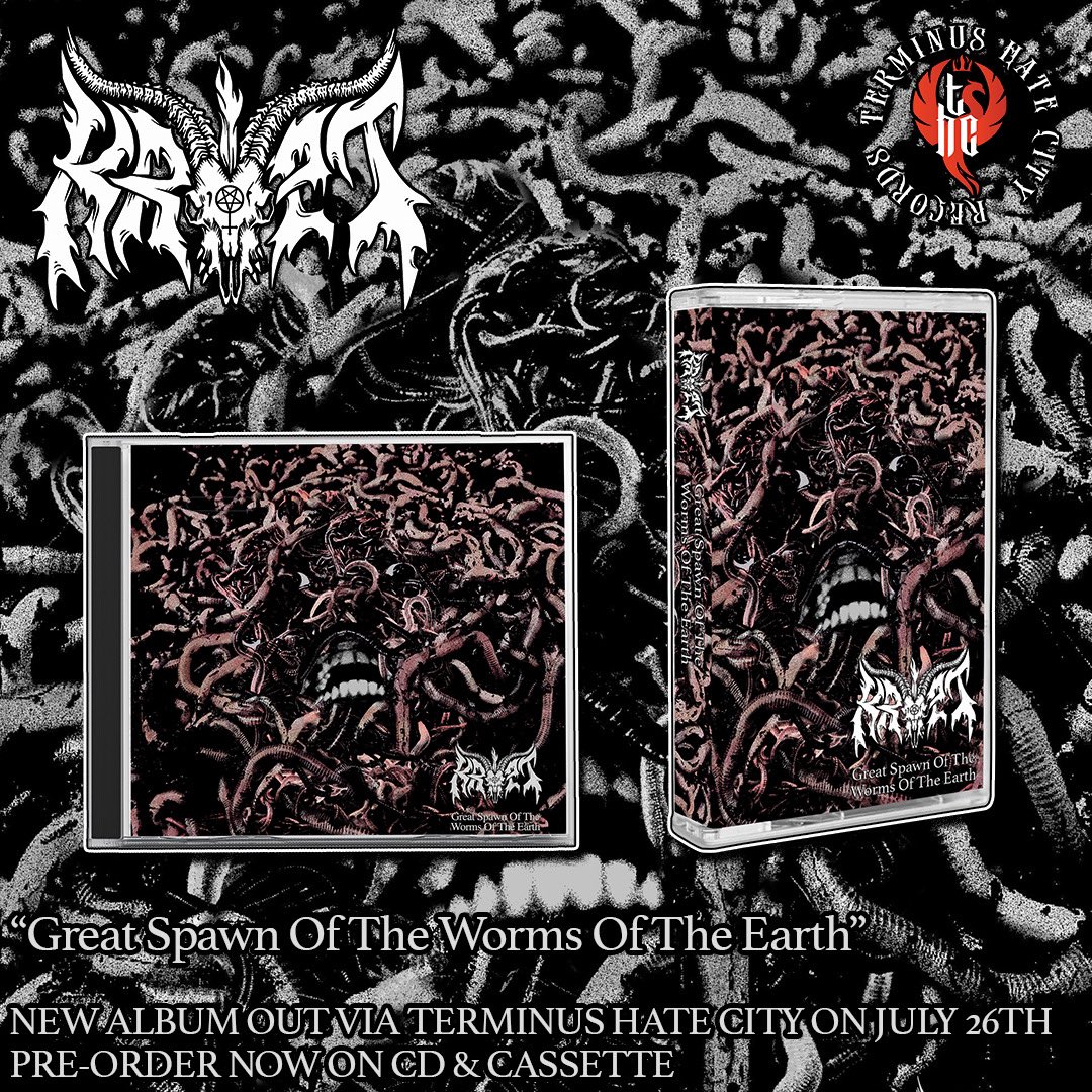 KryptGA's tweet photo. UNRELENTING OUT NOW! 

Pre-orders for our upcoming EP “Great Spawn Of The Worms Of The Earth” are now live on Cassette and CD, link in our bio. Snag one ASAP. 🫡 https://t.co/TLa9Z1oBuc