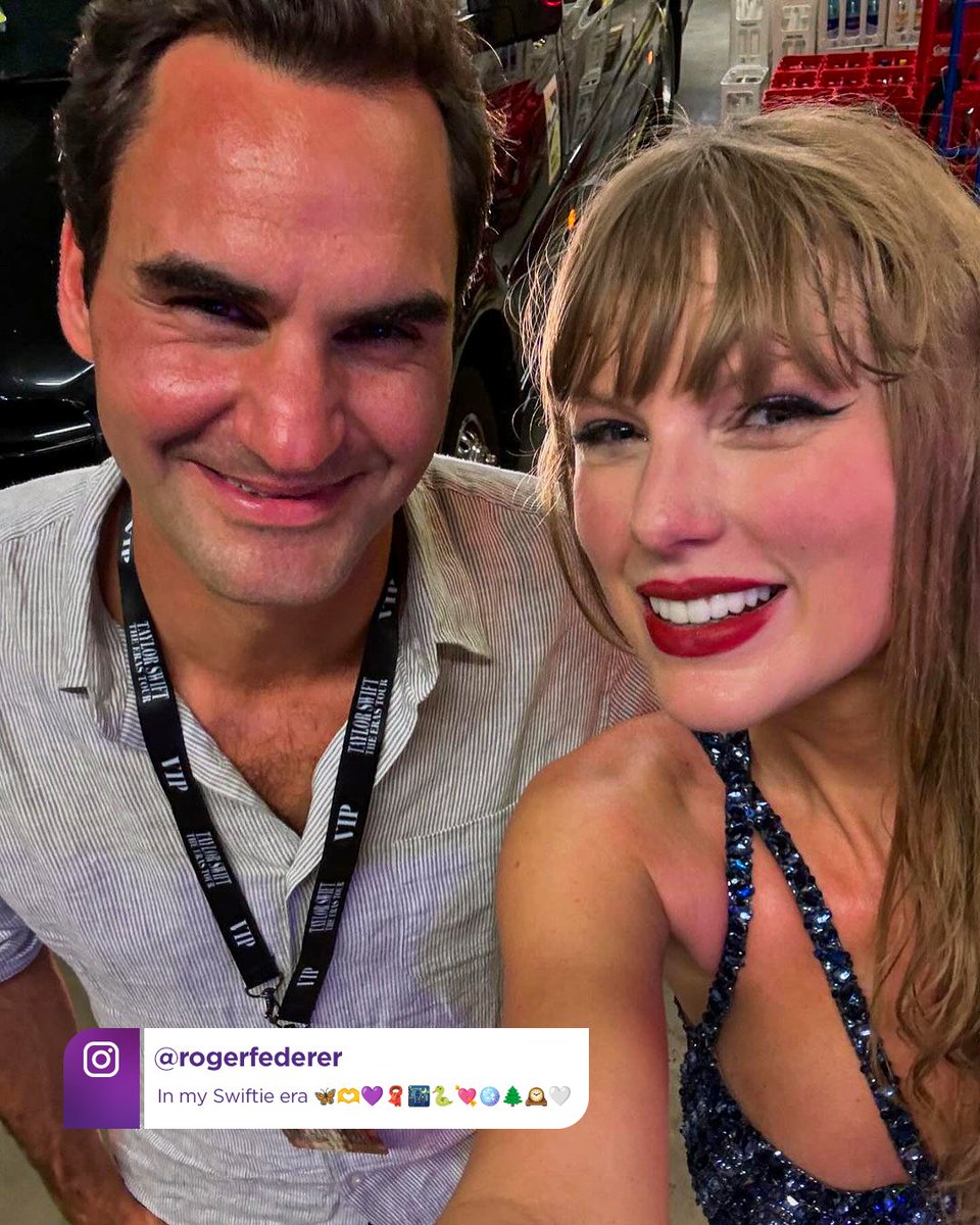 Wimbledon's tweet image. The Eras Tour (Roger's Version) 🎶🎾

#Wimbledon | @rogerfederer | @taylorswift13