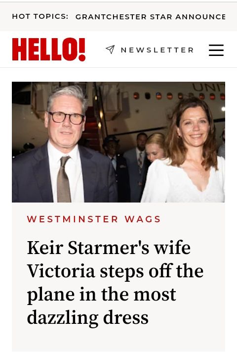 Down2dt's tweet photo. Keir Starmer's wife Victoria steps off the plane in the most dazzling dress https://t.co/VbEoSiO50o https://t.co/d0JWvvJyGn