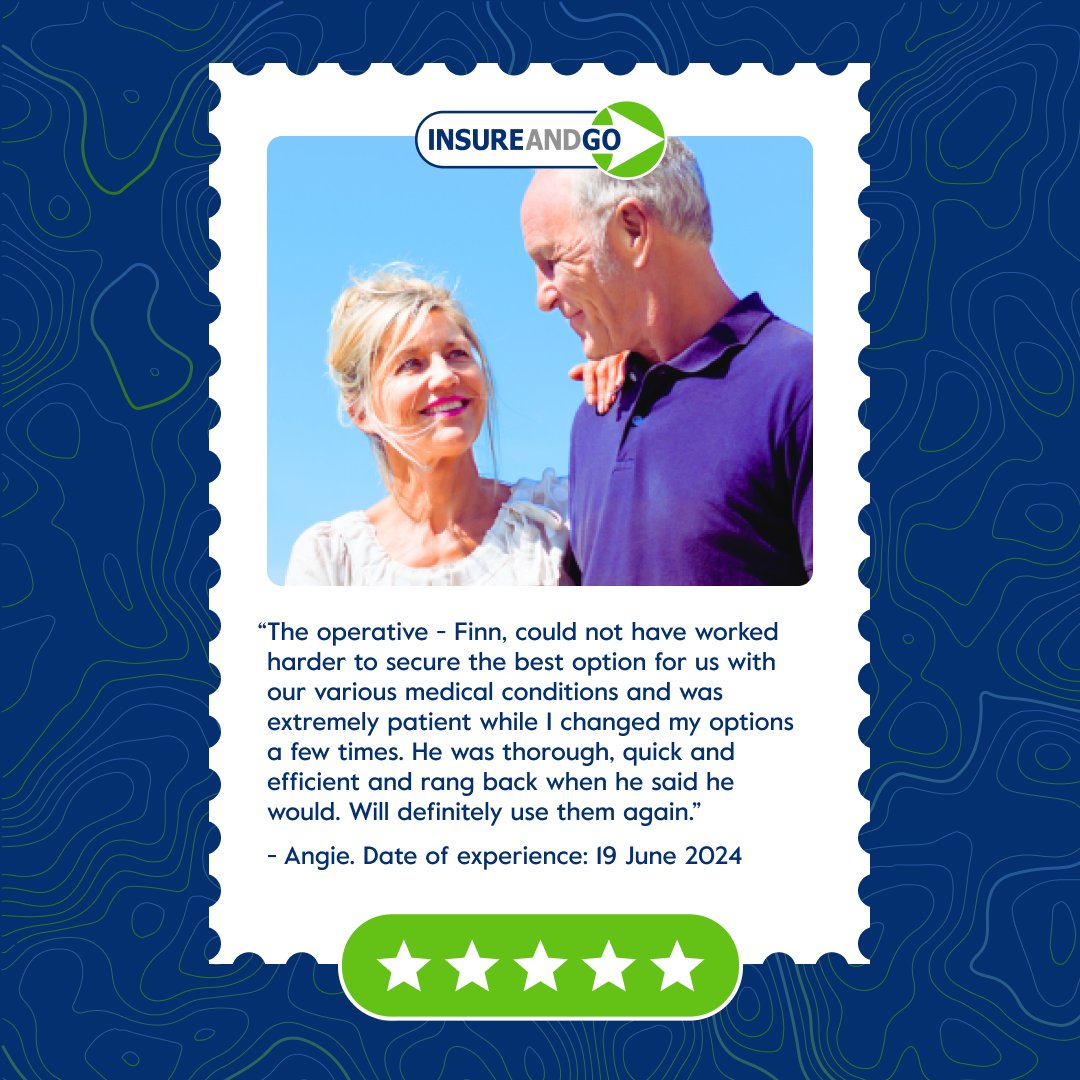 “The operative could not have worked harder to secure the best option for us with our various medical conditions and was extremely patient while I changed my options a few times.”
- Angie. Date of experience: 19 June 2024
#InsureandGo #TravelInsurance #CustomerReviews #Trustpilot