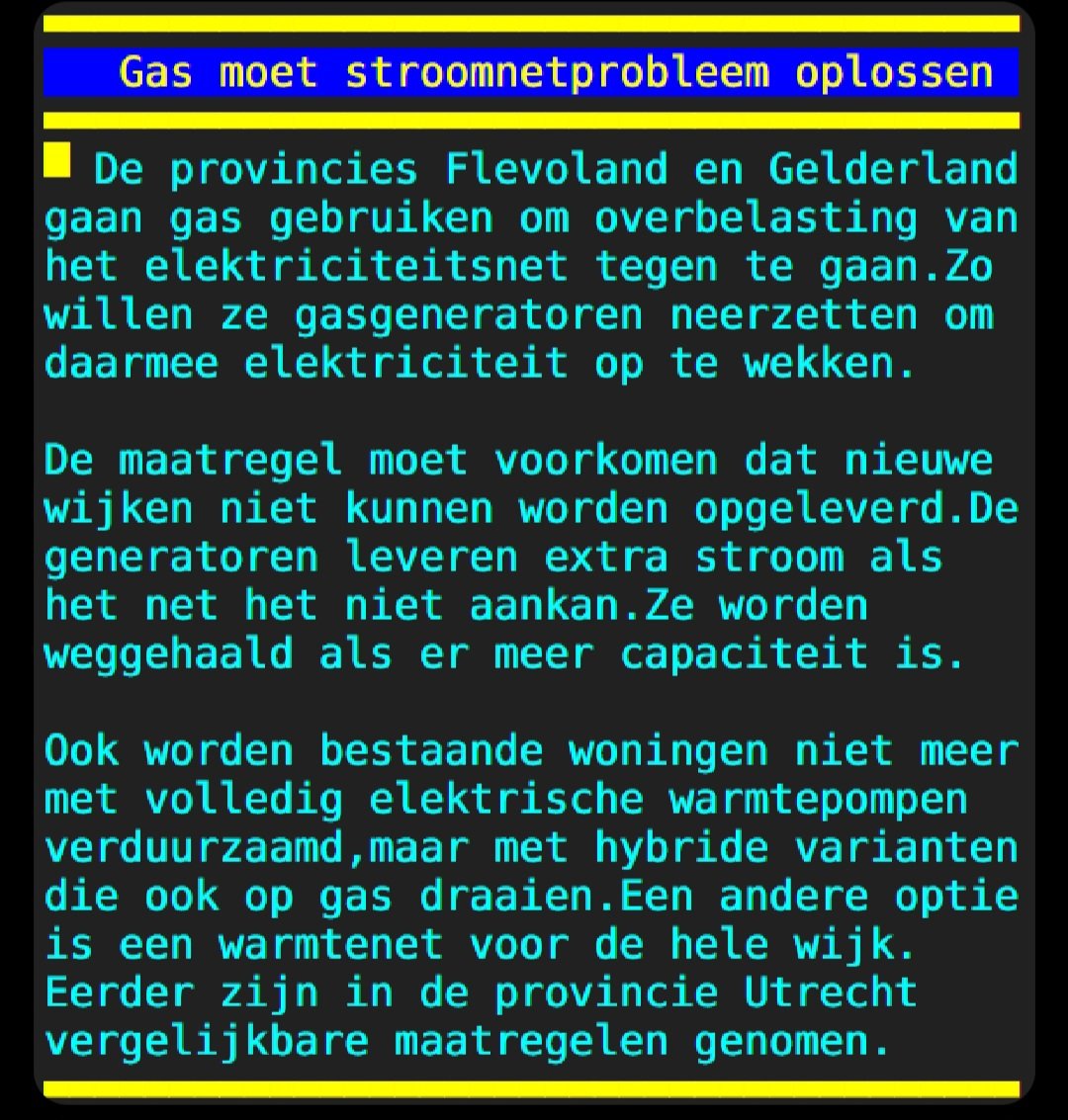 Eens even kijken hoor... mensen moeten van het gas af en voor veel geld overschakelen op oa. elektrische warmtepompen.

De beschikbaarheid van de elektriciteit die deze pompen nodig hebben kan niet worden gegarandeerd.

Dus worden er generatoren neergezet die draaien op... gas.