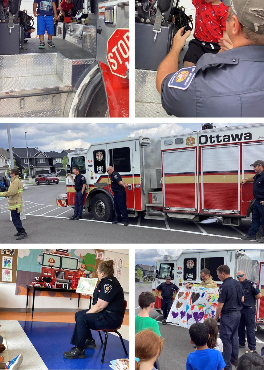 FernbankC_ELC's tweet photo. Thank you Station 46 for the firetruck visit and Officer Leanne for the fire safety presentation. We enjoyed having a closer look into the firetruck, meeting amazing firefighters, and learning about fire safety! @OttFire @IncendiesOttawa https://t.co/tCOUm9oozm