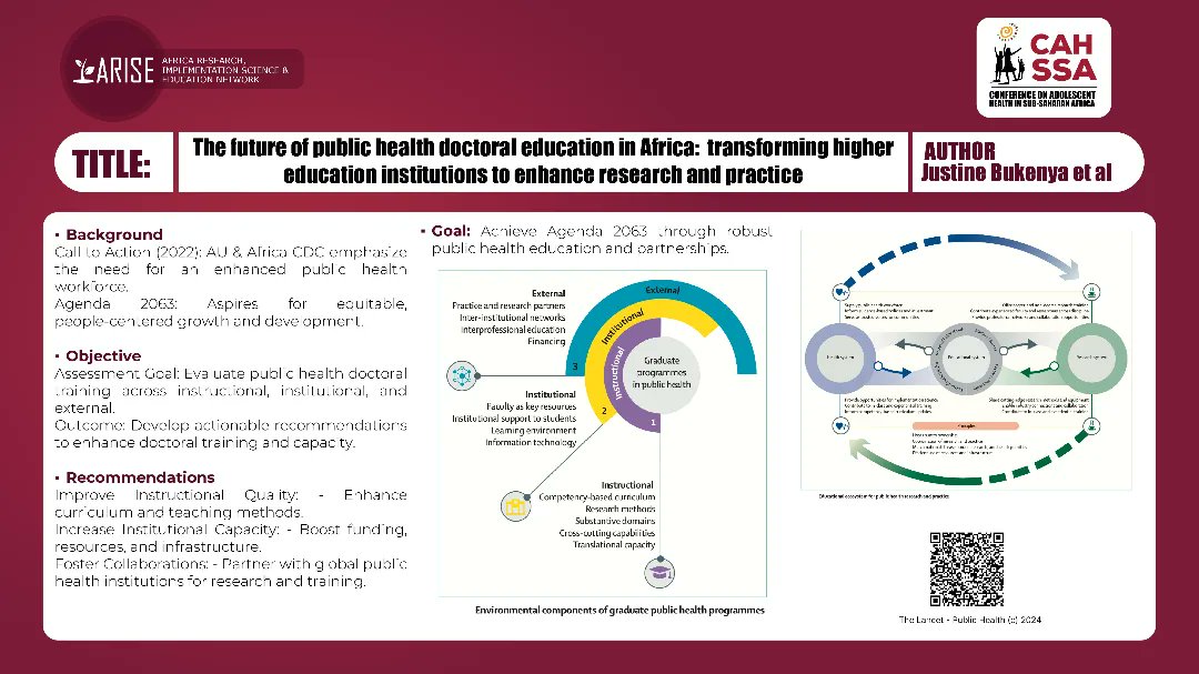 AAPH_Africa's tweet photo. Launch of the Lancet Publication on ARISE Doctoral Training at the #DASH_CAHSSA Conference showcased the #ARISE_Network's efforts in addressing the need for enhanced public health workforce capacity across Africa.
#AAPH_Africa | #ForBetterPublicHealth
@HarvardChanSPH https://t.co/VIQ0jPZP0L