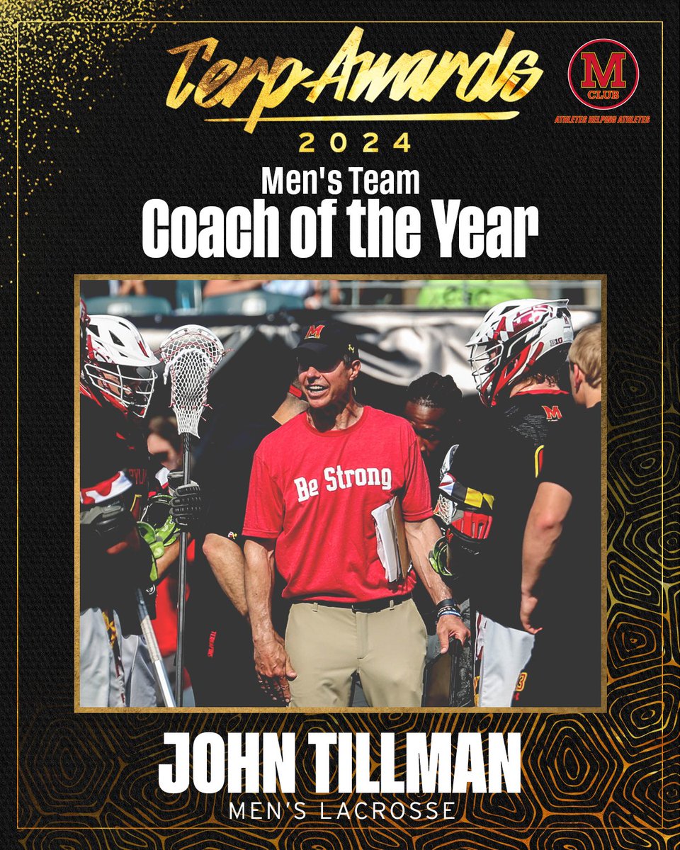 umterps's tweet image. Congrats to @CoachTillman1! (@TerpsMLax) 

Winner of the Men's Team Coach of the Year!