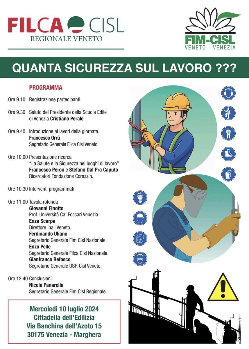 FilcaCisl's tweet photo. #Marghera, evento Filca e Fim su #sicurezzalavoro. Enzo Pelle: "È stata l'occasione per presentare dati interessanti sul tema e per cercare di individuare i punti di debolezza. La nostra azione comprende #formazione, prevenzione, #partecipazione e sistema bilaterale". https://t.co/4KmubK87Nr