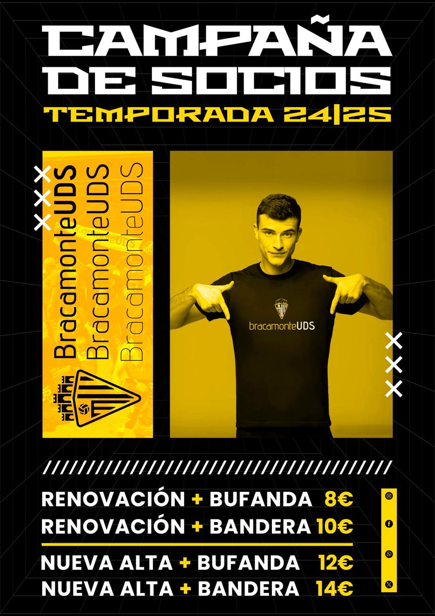 BracamonteUds's tweet photo. ESTA TEMPORADA ÚNETE A @BracamonteUds 

Renovación +🧣8€
Renovación + 🏳️ 10€
Nueva alta + 🧣12€ 
Nueva alta + 🏳️ 14€

+ info MD

* Para pertenecer a la grada de animación deben ser socios de cualquiera de las peñas del @SalamancaCFUDS https://t.co/LijoNBbugU