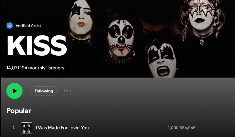 Thank you #KISSARMY! You streamed "I Was Made For Lovin' You" over 1 billion times on <a href="/Spotify/">Spotify</a>!