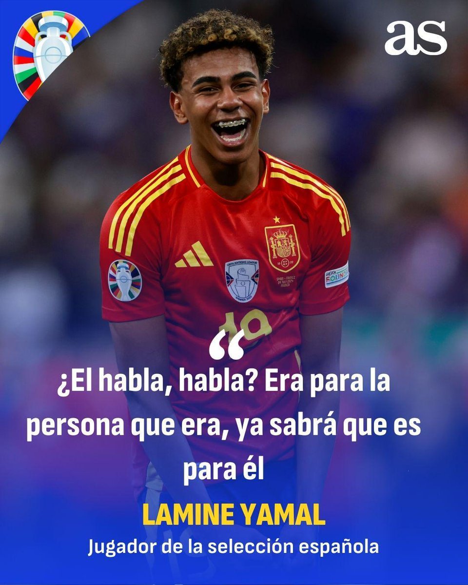 diarioas's tweet photo. 🔥¡Lamine Yamal silencia a sus críticos!

🗣️ El delantero envió un recado a la cámara, presuntamente a Rabiot, que se refirió a él antes del encuentro

😉 ¿Volverán a dudar de Lamine?
 #EURO2024 #UniversoEuro #EurocopaEnAS 
🔗  https://t.co/t0zbsUXaD1 https://t.co/o3I6V3qMfI