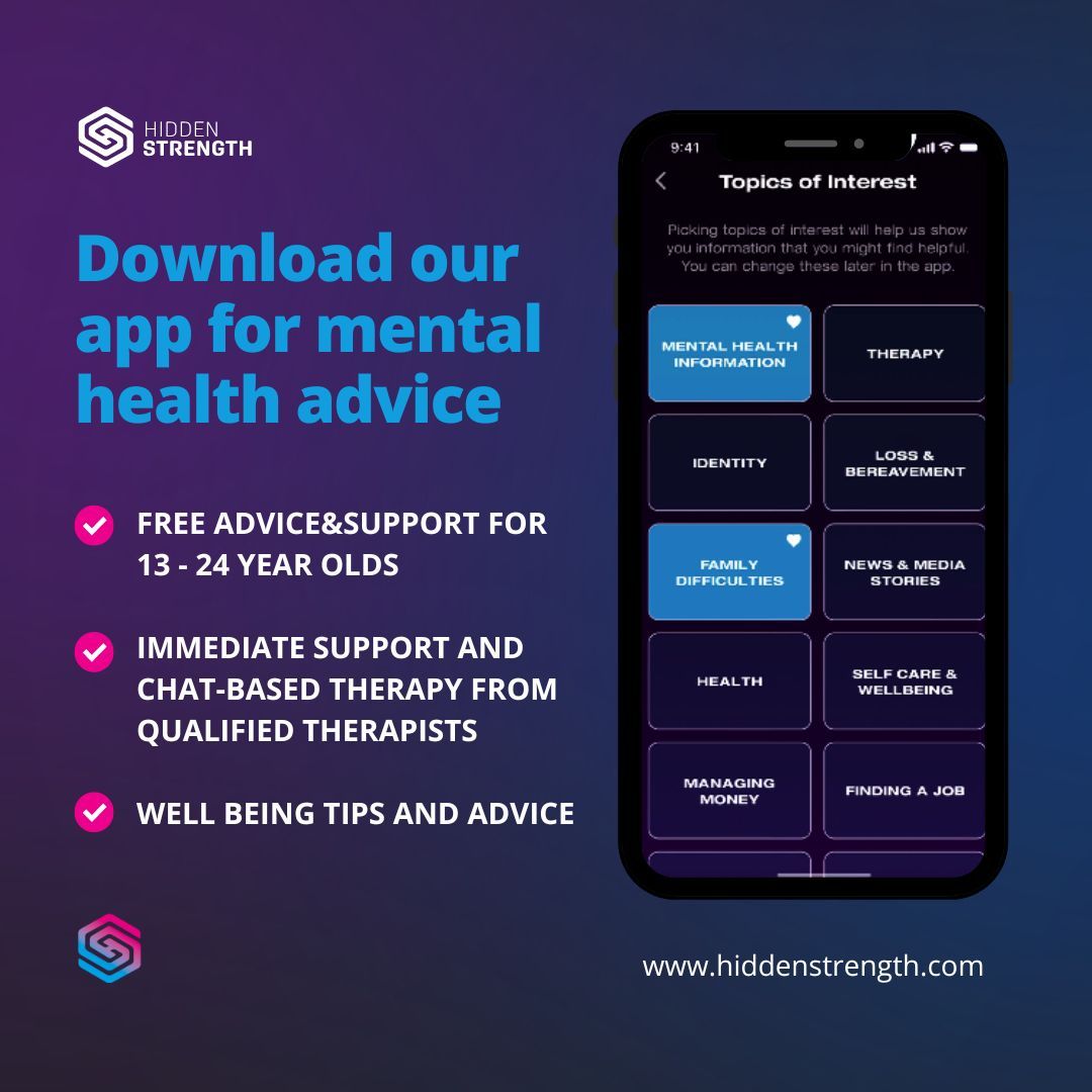 Struggling with your #mentalhealth?
Don’t know who to talk to?
Feeling sad, #depressed or #anxious?

Download the #HSApp – free therapy for those aged 13-24.

Apple Store:
buff.ly/44tPjM7 

Google Play Store:
buff.ly/44ztLhe