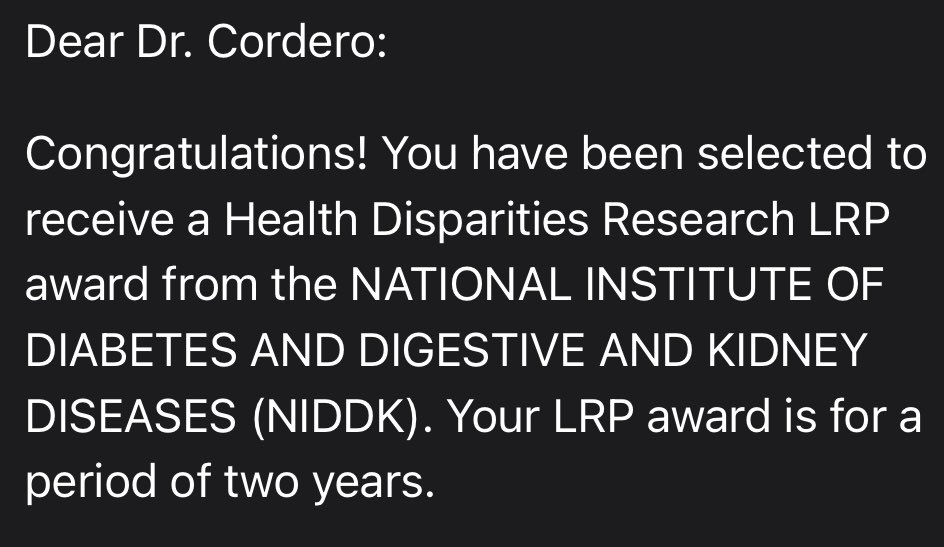 christicorphd's tweet photo. Oh wow!! Thank you so much @NIH_LRP  and @NIDDKgov - I am so grateful for this award! https://t.co/9lMA0gRI3r