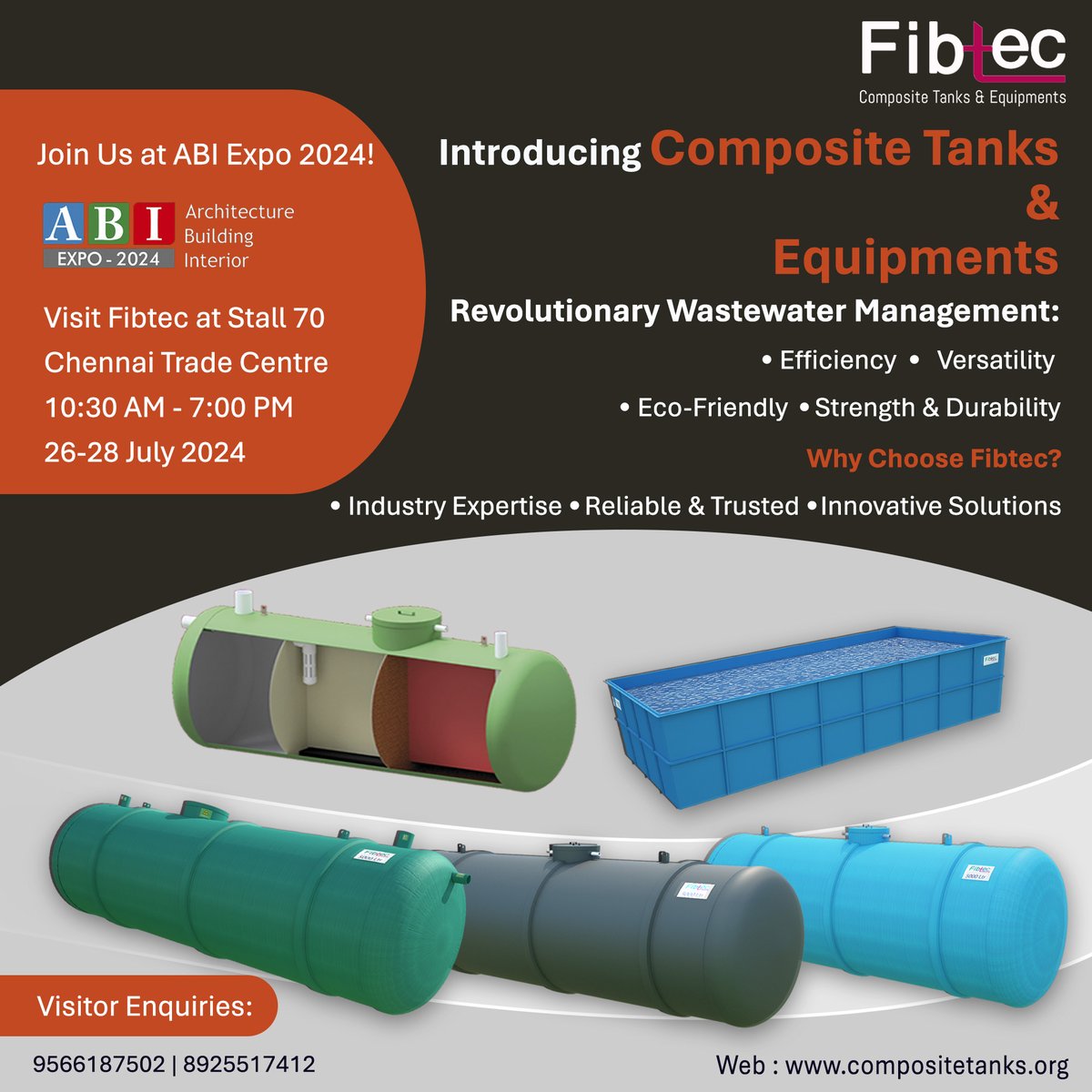 TiAnodeFab's tweet image. Join Fibtec at ABI Expo 2024 for Modern Wastewater Management Solutions!
Learn more about wastewater management with Fibtec at the ABI Expo 2024.
#WastewaterManagement #ABIExpo2024 #Fibtec #InnovativeSolutions #IndustryExperts #CompositeTanks #EcoFriendly #Efficiency