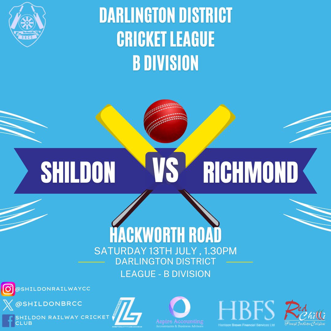 🚨 SATURDAY FIXTURES 🚨

The 1st XI travel to <a href="/MiddlesbroughCC/">Middlesbrough CC</a> hoping to avenge the defeat earlier in the season, whilst the 2nd XI host <a href="/richmondshirecc/">Richmondshire CC</a> at Hackworth Road. 

Keep your eyes peeled for team news, and maybe even an announcement or two 👀🏏

#UpTheBR #cricket #NYSD