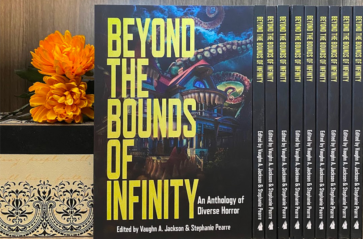 RDSPress's tweet photo. Today is LAUNCH DAY for #beyondtheboundsofinfinity—prepare for this onslaught of cosmic horror otherness! So proud of  the editors on this amazing antho, the brand new writers who saw their first publication &amp; the veterans who lead the way. @MarnieDesdemona 
@blacklionking73 https://t.co/JeS38AFJVz