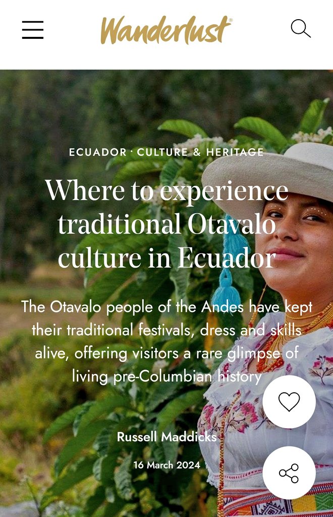 LatAmTravelist's tweet photo. My practical where, how and who with guide to experiencing and sustainably supporting traditional indigenous Andean culture and communities in Otavalo, Ecuador is now up on the @wanderlustmag website:
https://t.co/MfEWJnSPlC
#Ecuador #VisitEcuador #ExploreEcuador https://t.co/8Cyzqweo4g