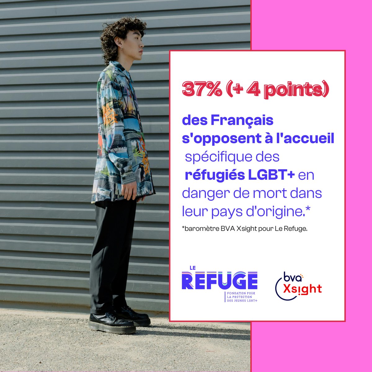 😱 37 % des Français s’opposent à l’accueil des réfugiés LGBT+ en danger. 
🌈 Soutenez Le Refuge pour un espace sûr pour chaque jeune LGBT+.
don.le-refuge.org