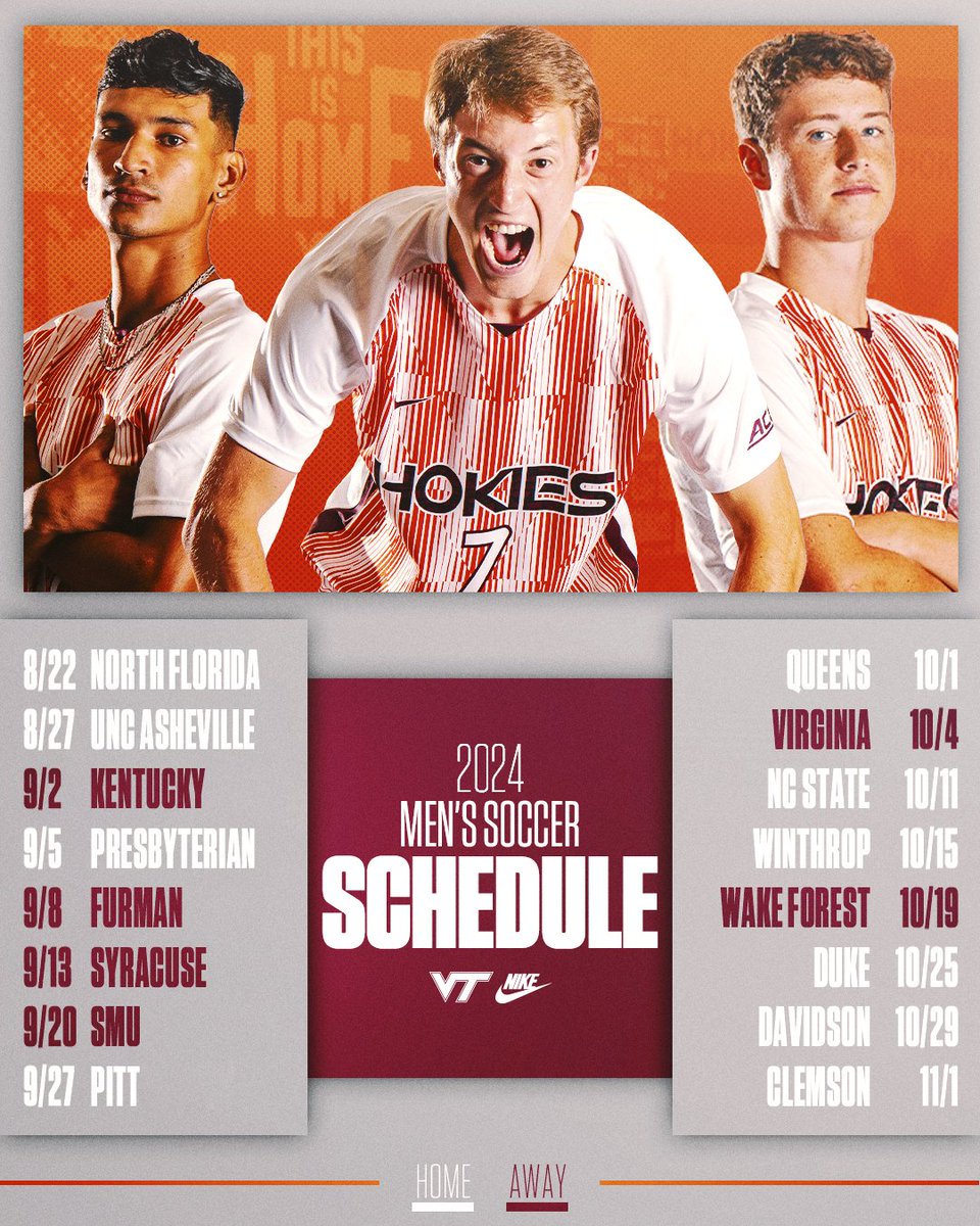 𝘾𝙤𝙢𝙞𝙣𝙜 𝙩𝙤 𝙖 𝙥𝙞𝙩𝙘𝙝 𝙣𝙚𝙖𝙧 𝙮𝙤𝙪 🏟️

Our 2024 schedule, which consists of eight opponents from the 2023 NCAA Tournament field, is out now. 

#Hokies 🦃