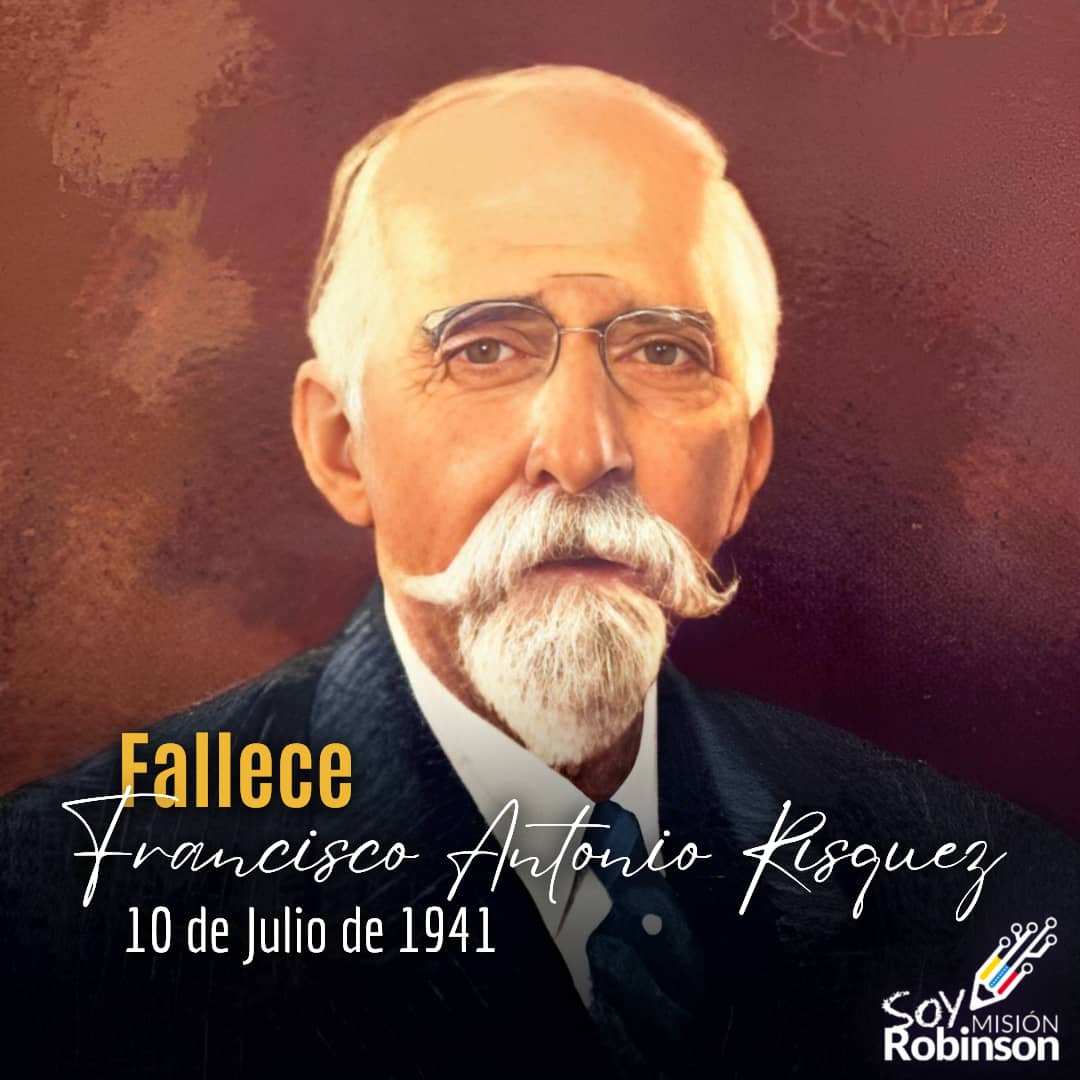 En el año de 1941 fallece Francisco Antonio Rísquez médico venezolano de finales del siglo XIX y mitad del siglo XX, maestro y académico, periodista y divulgador científico.
Dedicó su vida a solventar problemas sociales.

#PoesíaMundialEnVenezuela

<a href="/NicolasMaduro/">Nicolás Maduro</a>