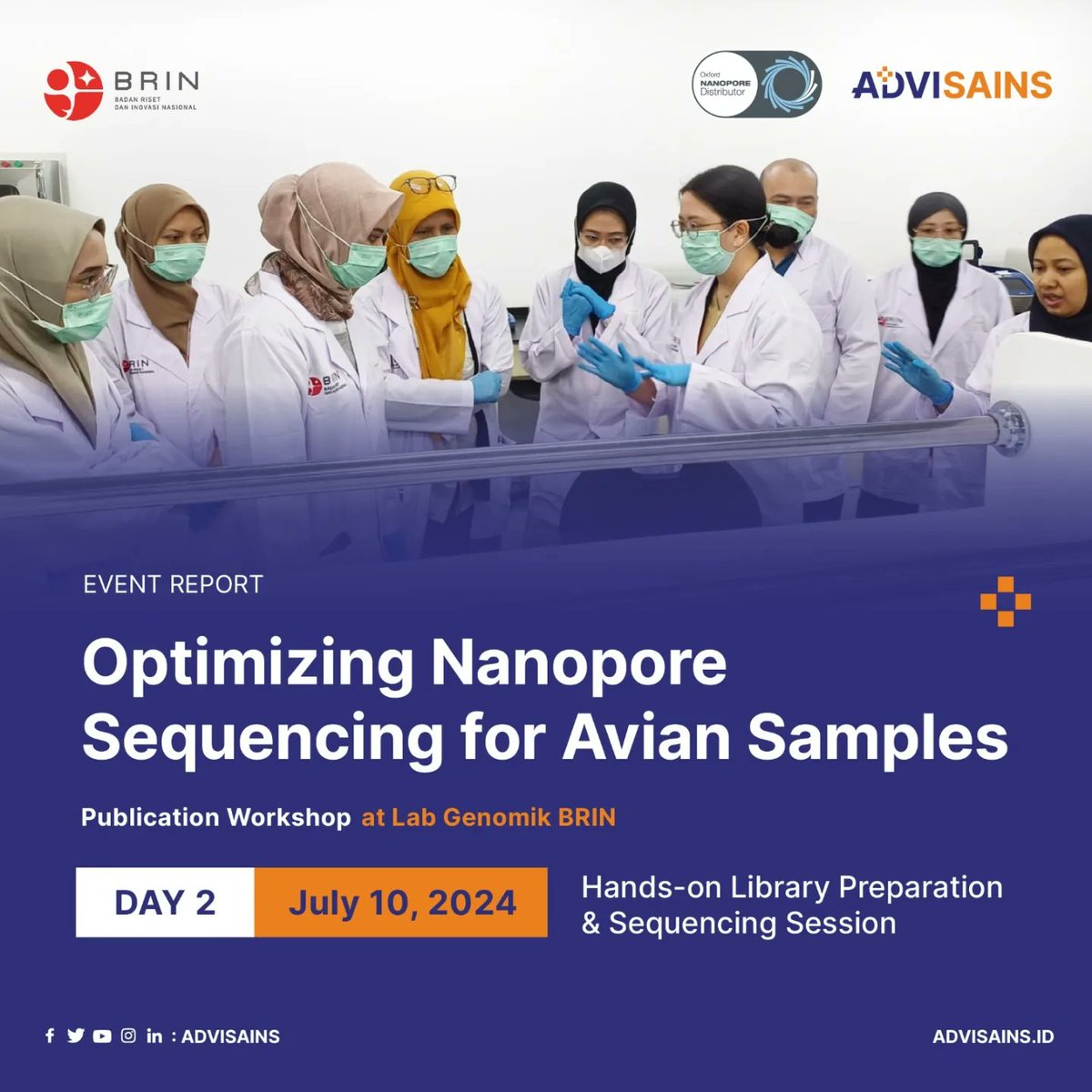 advisains's tweet photo. Hari kedua kegiatan workshop 'Optimizing Nanopore Sequencing for Avian Samples' di Lab Genomik BRIN dengan fokus Hands-on Library preparation and Sequencing.🧬 #nanopore #Oxford Nanopore Technologies https://t.co/LVD0b2KO9I