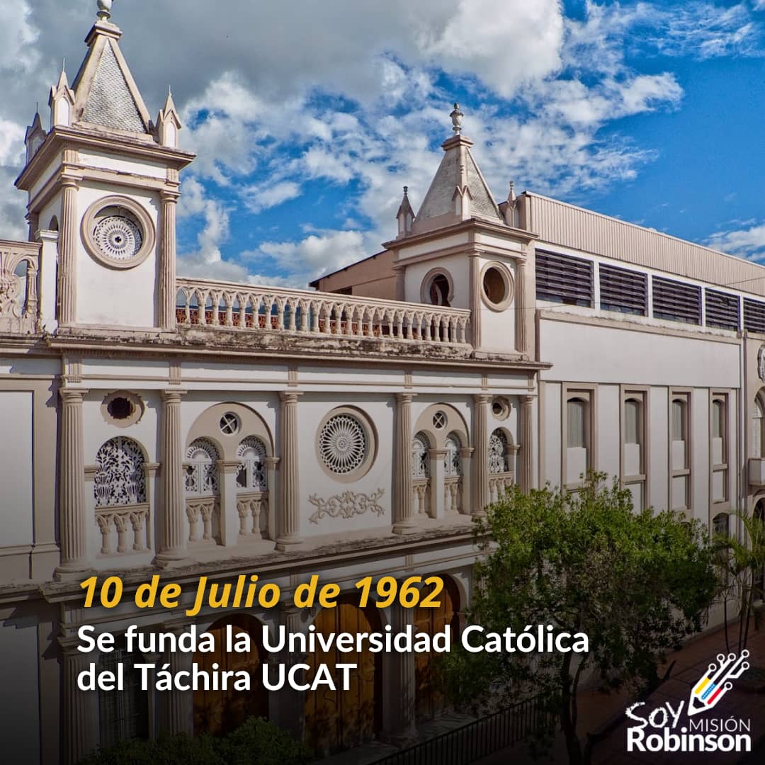 En el año de 1962 se funda la Universidad Católica del Táchira Institución universitaria nacida de la Diócesis de San Cristóbal.
Instrumento de enseñanza académica y evangelización de la cultura en la región tachirense.

#PoesíaMundialEnVenezuela

<a href="/NicolasMaduro/">Nicolás Maduro</a>