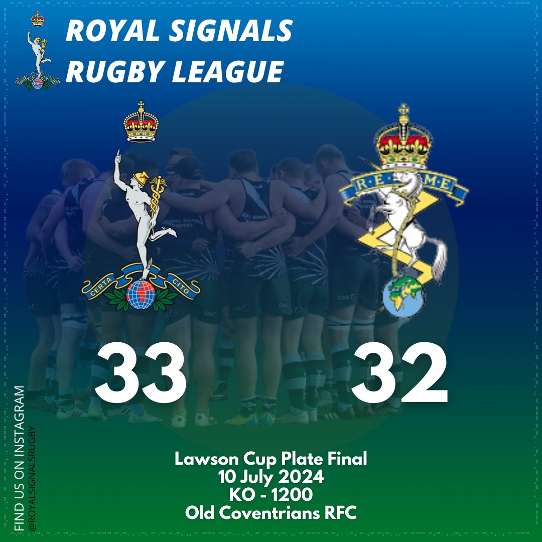 Royal Signals Rugby (@signalsrugby) on Twitter photo A golden point in extra time sees Royal Signals Rugby League secure a victory against a strong <a href="/REME_Rugby/">REME Rugby πΉπ©ππππΉπ©</a> team in today's <a href="/ArmyCommunityRL/">Army Rugby League Community Rugby</a> Lawson Cup Plate Final and 3rd overall.
ππππππ A golden point in extra time sees Royal Signals Rugby League secure a victory against a strong <a href="/REME_Rugby/">REME Rugby πΉπ©ππππΉπ©</a> team in today's <a href="/ArmyCommunityRL/">Army Rugby League Community Rugby</a> Lawson Cup Plate Final and 3rd overall.
ππππππ