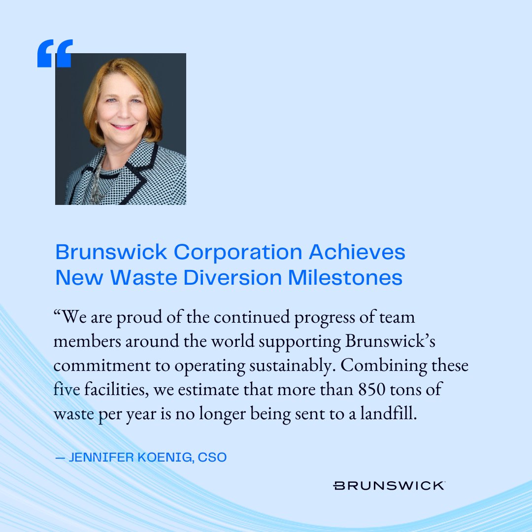 We are proud to share that five additional Brunswick facilities have reached zero-waste-to-landfill status. There are now 27 Brunswick facilities operating to this standard, putting us firmly on track to reach our commitment of 45 such locations by 2023.

ow.ly/smVY50SygBX