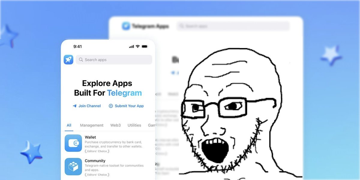 terra_gatsuki's tweet photo. TON mini apps - new way for mass adoption. 💎

TON Mini Apps are apps in the interface of Telegram, which has 900 million users!

https://t.co/q5oCg4sixE is a catalog of hundreds of TON apps, including Games, DeFi, VPNs, etc.

Find apps by searching or typing in a message, like @wallet_tg:

Telegram apps use unique names that can be tradable. it's like digital land.

Notcoin hit 35M users in 3 months. Many other TON projects can achieve similar success. 

Here are some top Telegram Mini Apps:

• @hamster_kombat = 150M users / 46M active
• @CatizenAI = 21M users / 3M active 
• @tapswapai = 50M users / 17M active
• @Yescoin_Fam = 20M users / 5M active

This popularity of apps has helped TON overtake ETH in the amount of daily TXs!

Mini Apps are viral because they're easy to build, share, and access through Telegram. TON wallets can connect directly for crypto payments.

They're crucial for TON adoption, onboarding millions—crypto experts or not—to blockchain. And it's happening now.