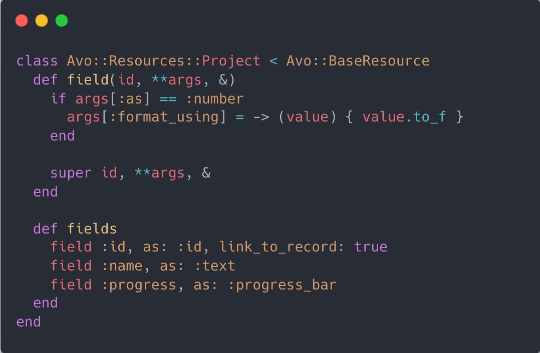 avo_hq's tweet photo. Did you know you can easily override the field method to add default values to your options?
#avotips
https://t.co/7Z0k6dap6J https://t.co/UWJkiG5mt9