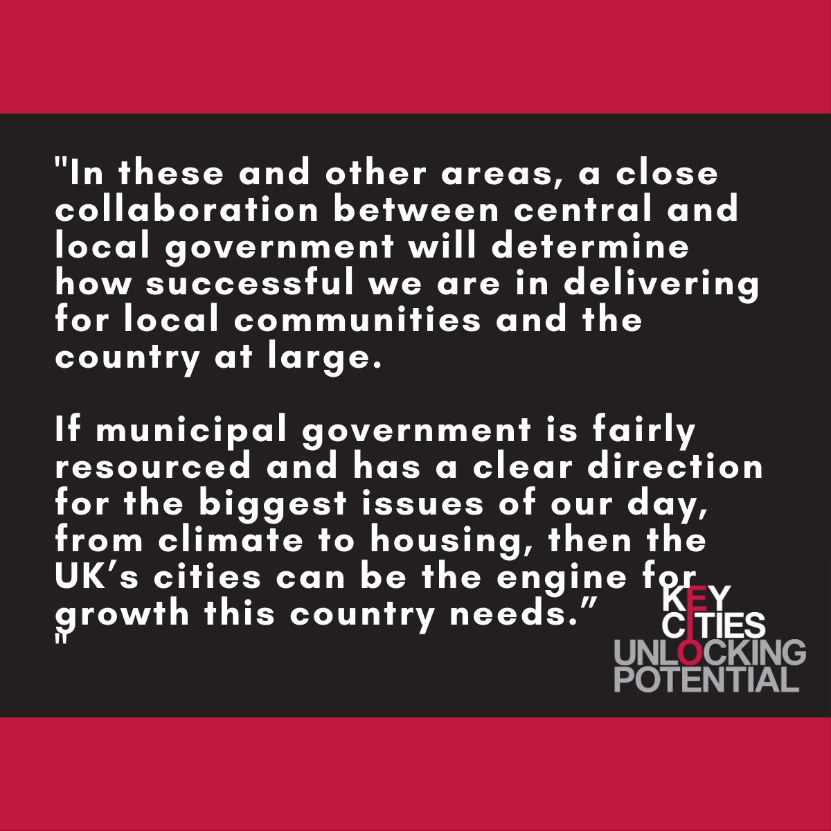 #KeyCities, the cross-party network representing 27 urban areas that cover 10% of the UK's population, looks forward to jointly delivering on the new Government’s ambition for delivering growth and getting Britain building.

See our full statement below: