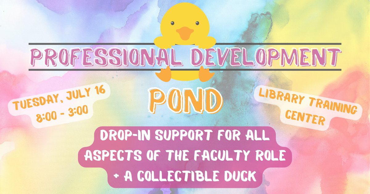 Join the Instructional Consultants in the Library Training Center next Tuesday. They would love to help faculty with Summer or Fall courses. As always, you'll leave with a bag of goodies and the duck-of-the-month! #ceepdpond #areyourducksinarow #tarletonfaculty