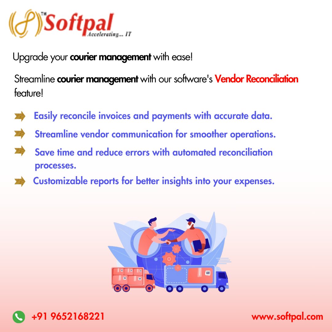 softpaltech's tweet photo. Managing vendors just got easier! Our Courier Management Software’s vendor reconciliation feature transforms your logistics.
click here: https://t.co/7be8JJYBQR
#CourierManagement #VendorReconciliation #softpal #softpaltech https://t.co/j9Y1j2uhf1